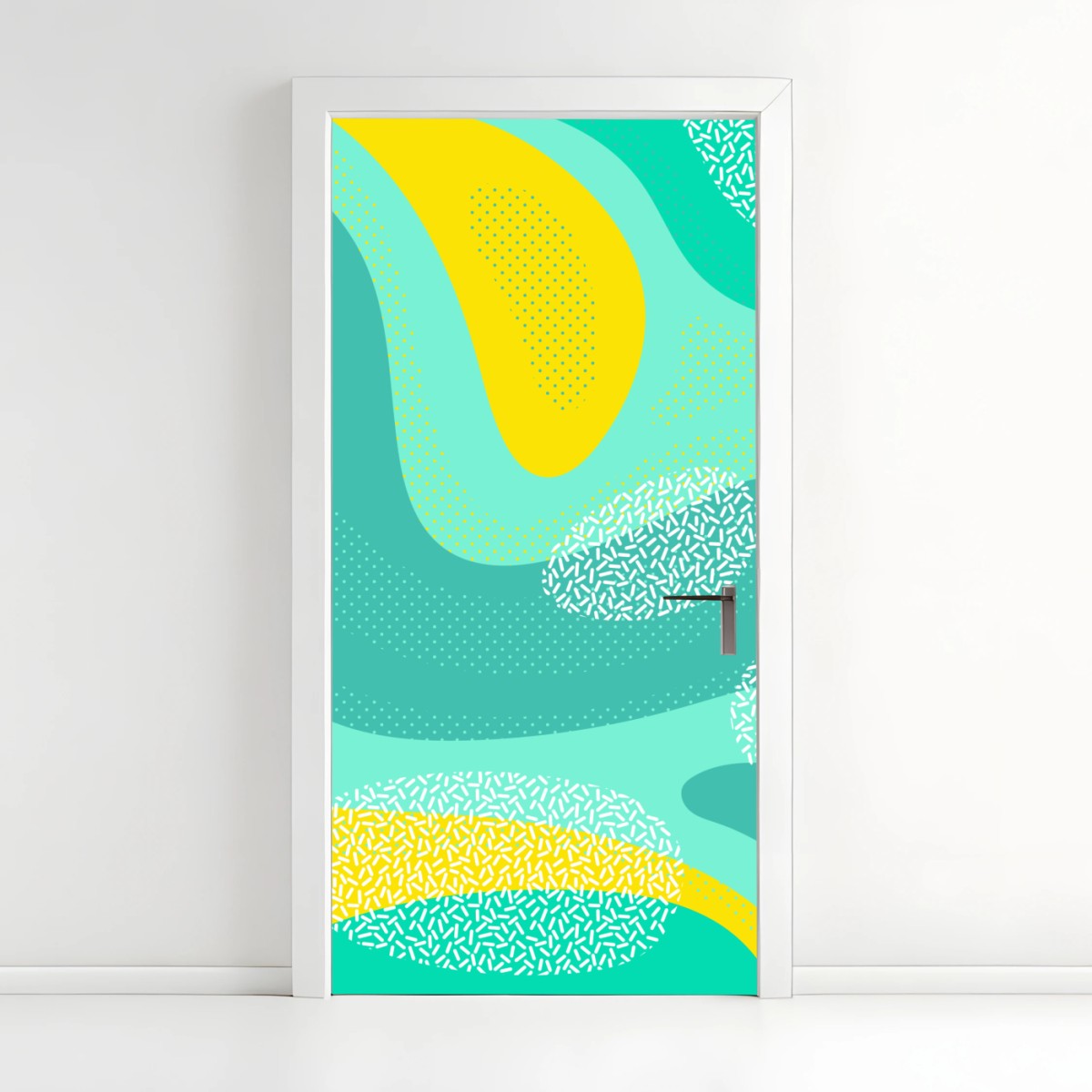 Door sticker turquoise and yellow abstract pattern • Wallissimo® Door sticker turquoise and yellow abstract pattern • Wallissimo®