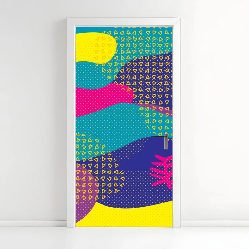 Door sticker vibrant abstract tropical pattern