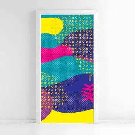 Door sticker vibrant abstract tropical pattern • Wallissimo®