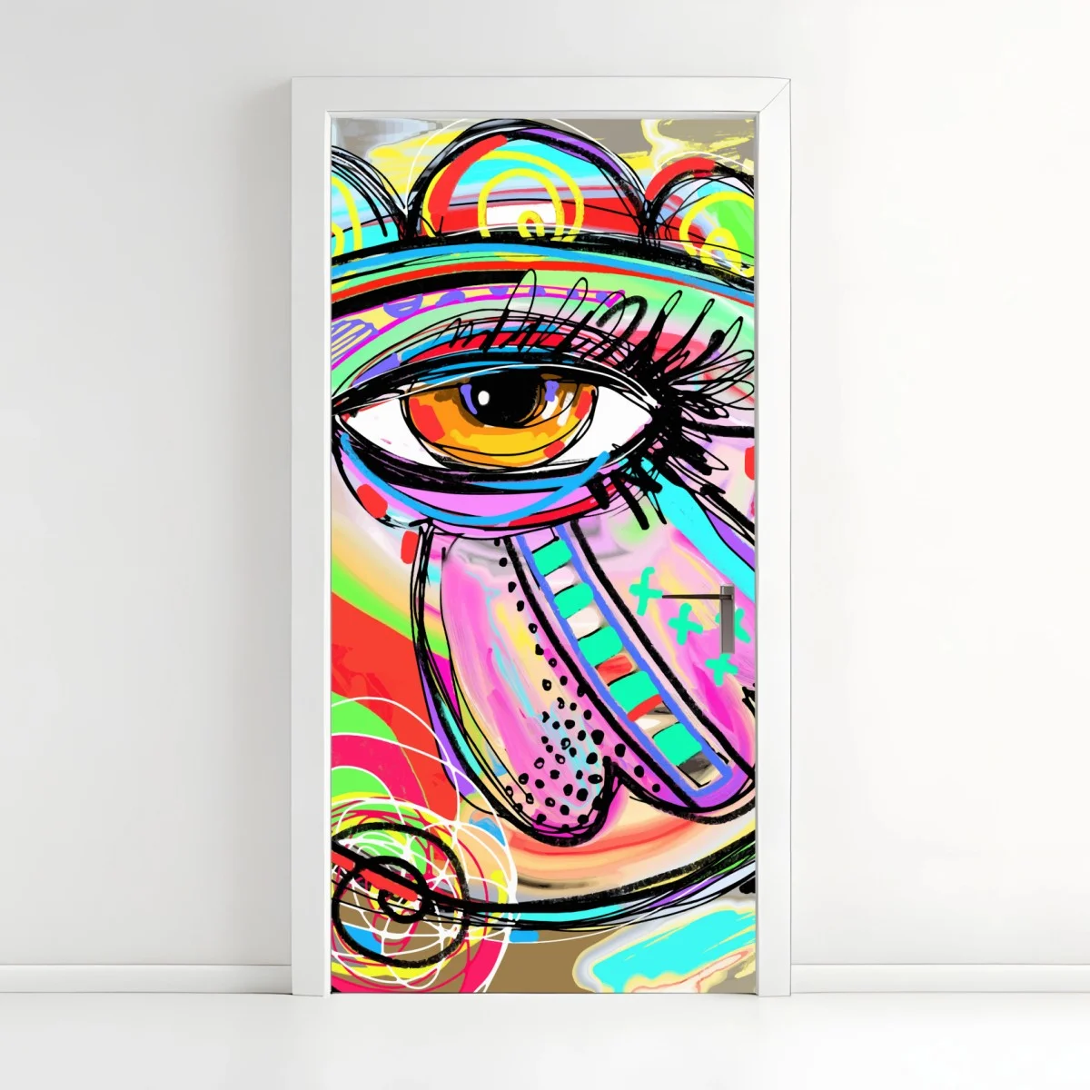 Door sticker vibrant abstract eye portrait ⁕ Wallissimo® Door sticker vibrant abstract eye portrait ⁕ Wallissimo®