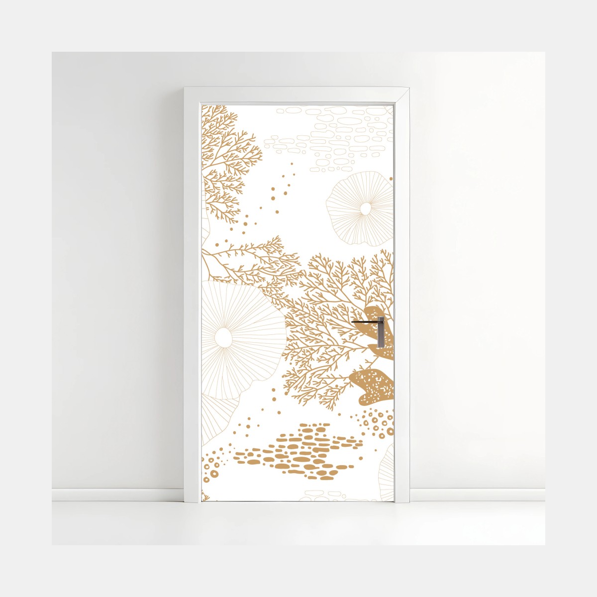 Door sticker delicate golden coral pattern • Wallissimo®