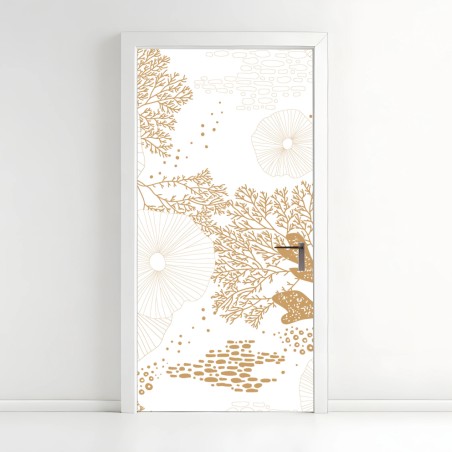 Door sticker delicate golden coral pattern • Wallissimo®