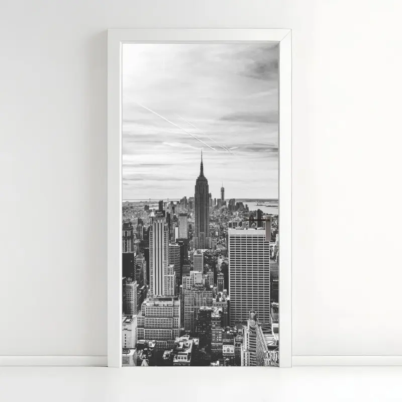 Door sticker New York skyline in grayscale