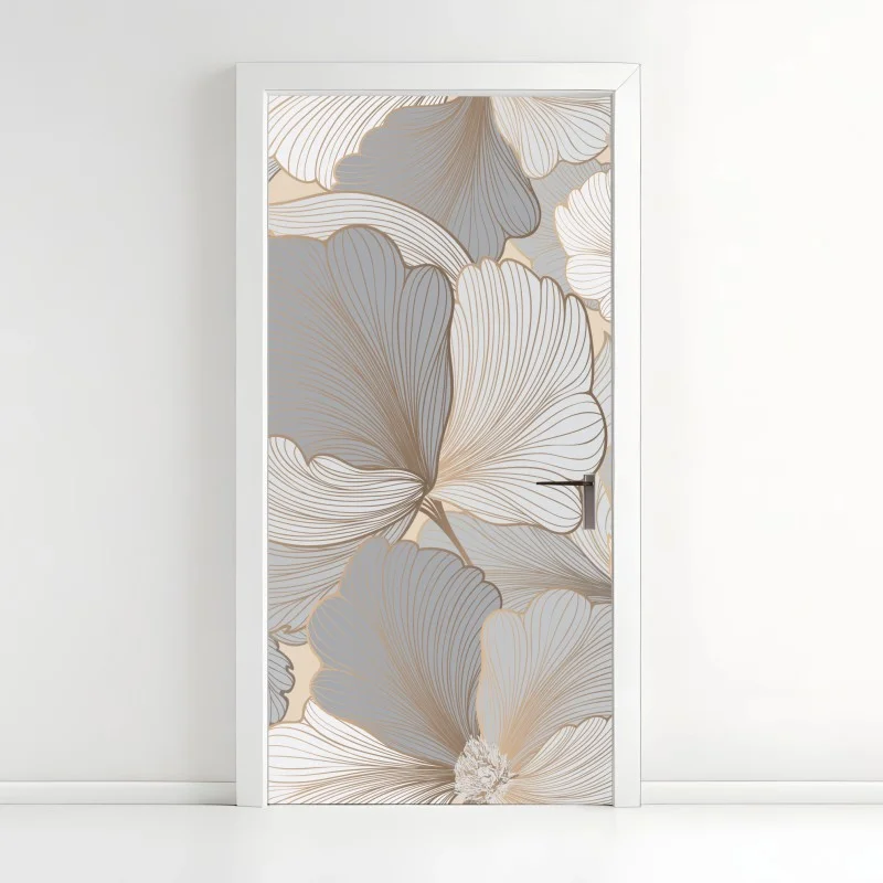 Door sticker delicate pastel floral pattern