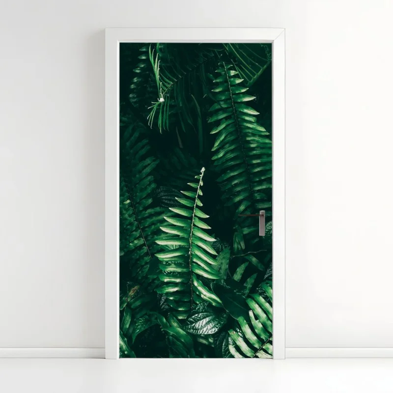 Door sticker tropical green leaves composition