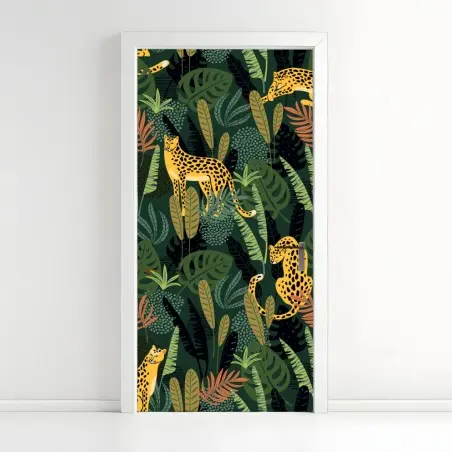Door sticker tropical leopard jungle pattern • Wallissimo®