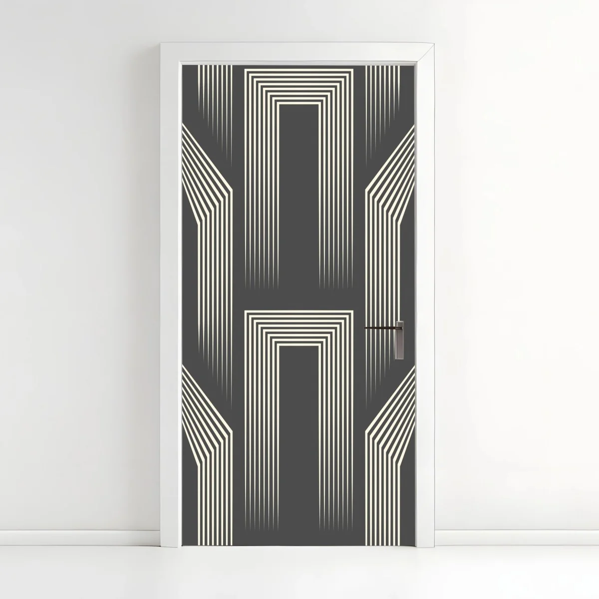 Door sticker art deco geometric pattern in gray and beige • Wallissimo® Door sticker art deco geometric pattern in gray and beige • Wallissimo®