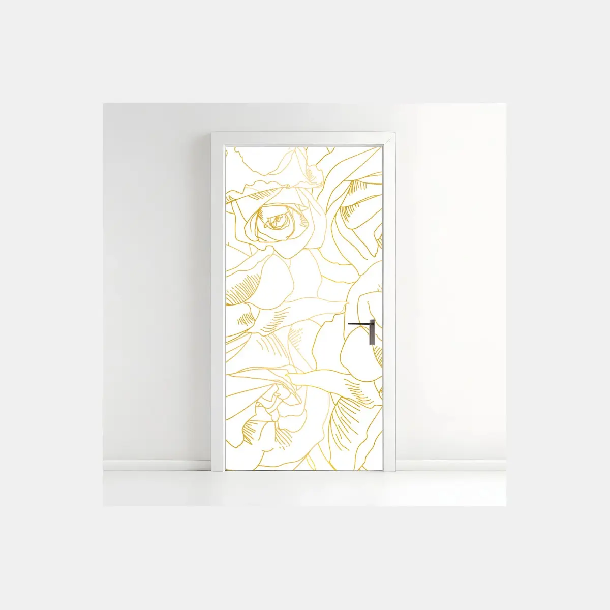 Door sticker delicate gold rose line art pattern • Wallissimo® Door sticker delicate gold rose line art pattern • Wallissimo®