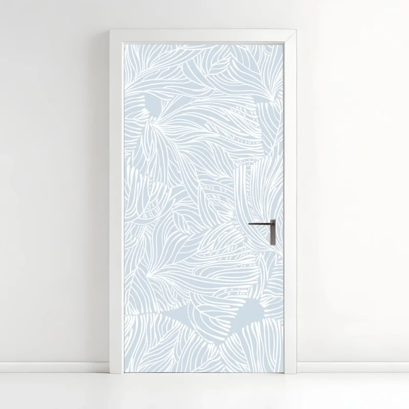 Door sticker soft blue botanical pattern