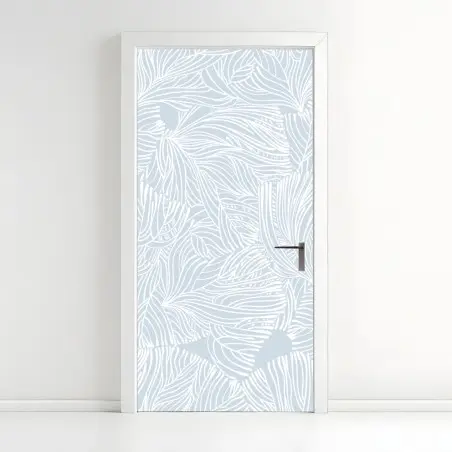 Door sticker soft blue botanical pattern • Wallissimo®