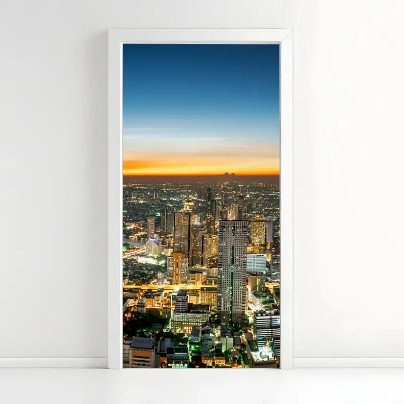 Door sticker Bangkok skyline at dusk