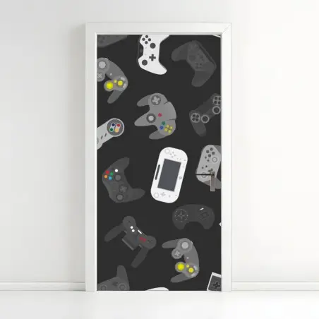 Door sticker retro gaming controllers pattern • Wallissimo®