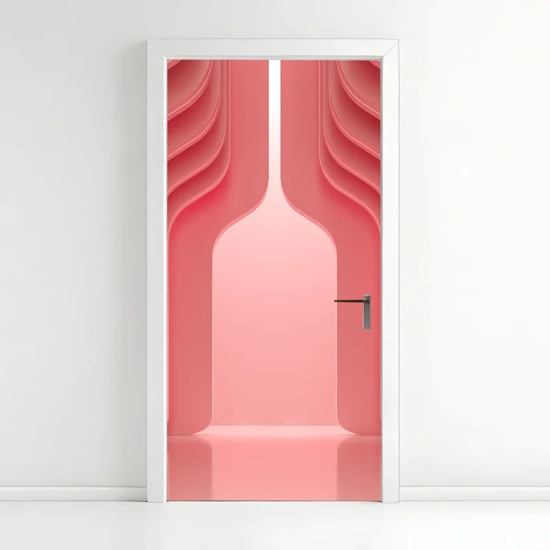 Door sticker coral pink curved archway abstract