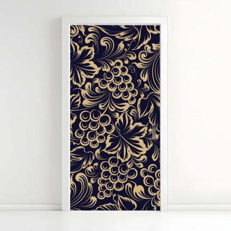 Door sticker elegant baroque grape pattern in gold • Wallissimo®