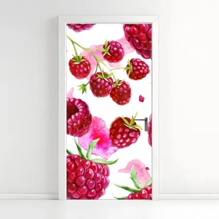 Door sticker watercolor raspberry pattern • Wallissimo®