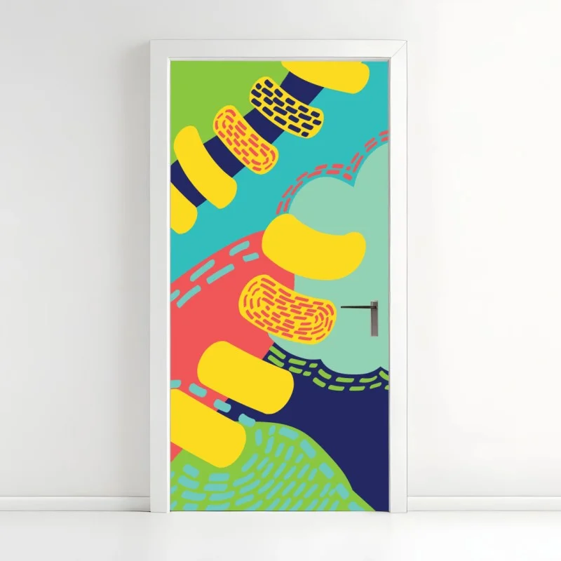 Door sticker vibrant abstract pattern art