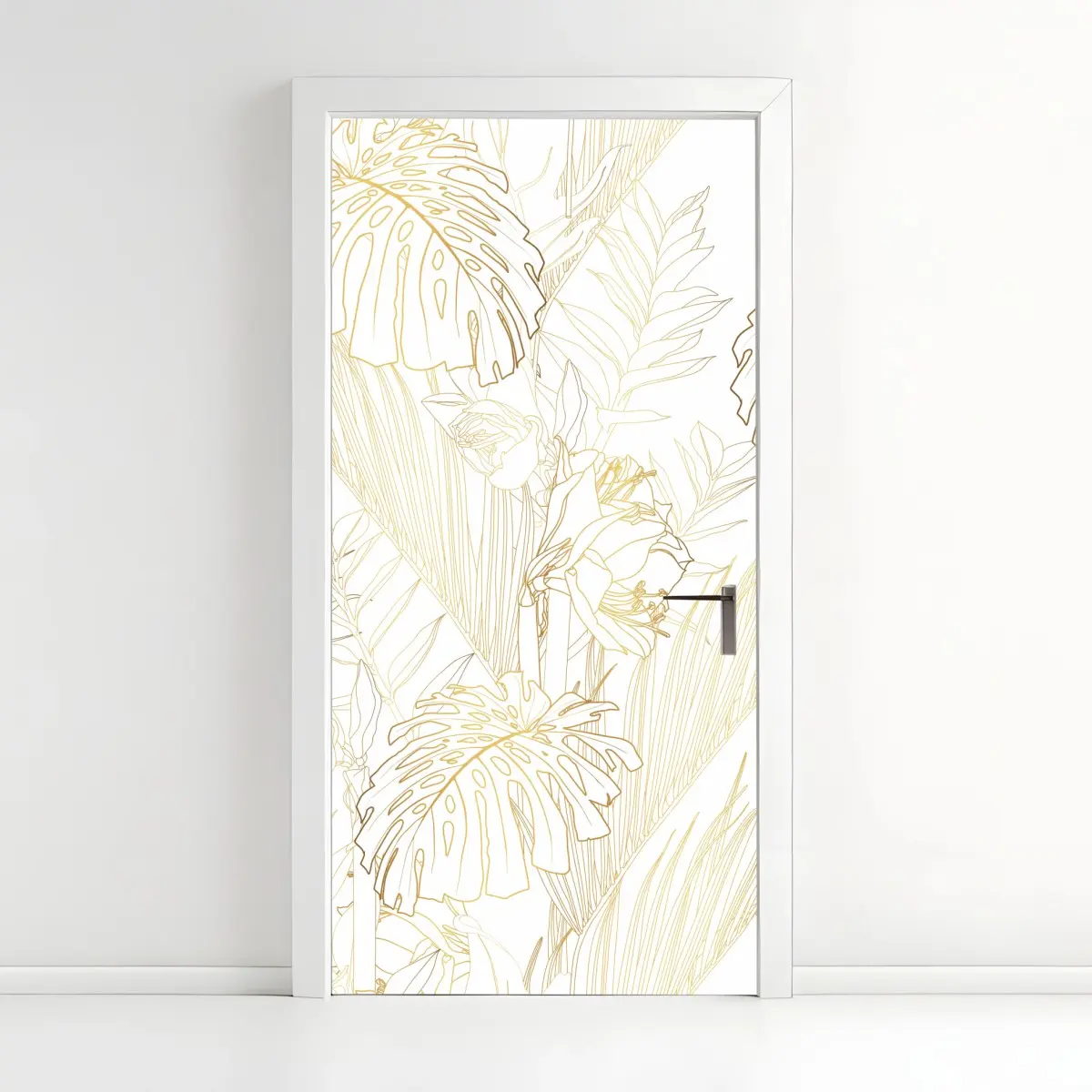 Door sticker golden tropical leaves pattern • Wallissimo® Door sticker golden tropical leaves pattern • Wallissimo®