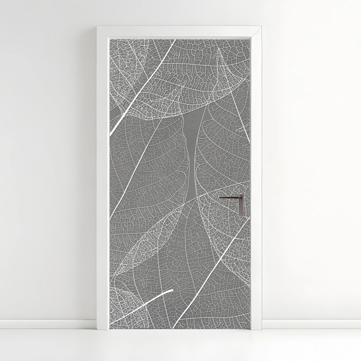 Door sticker delicate leaf vein pattern in gray • Wallissimo® Door sticker delicate leaf vein pattern in gray • Wallissimo®