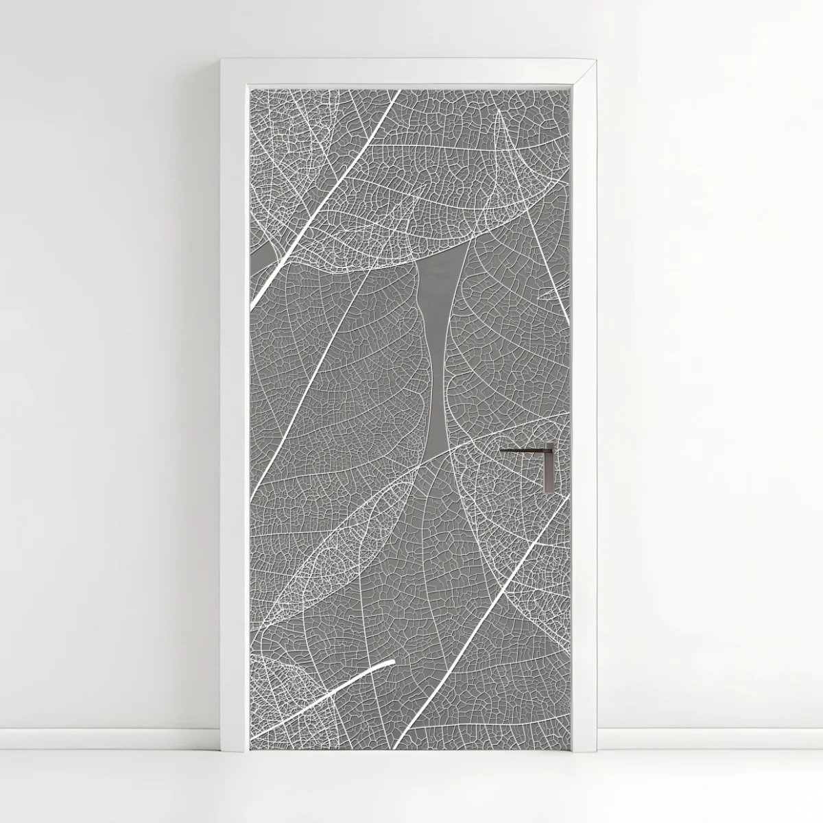 Door sticker delicate leaf vein pattern in gray • Wallissimo® Door sticker delicate leaf vein pattern in gray • Wallissimo®