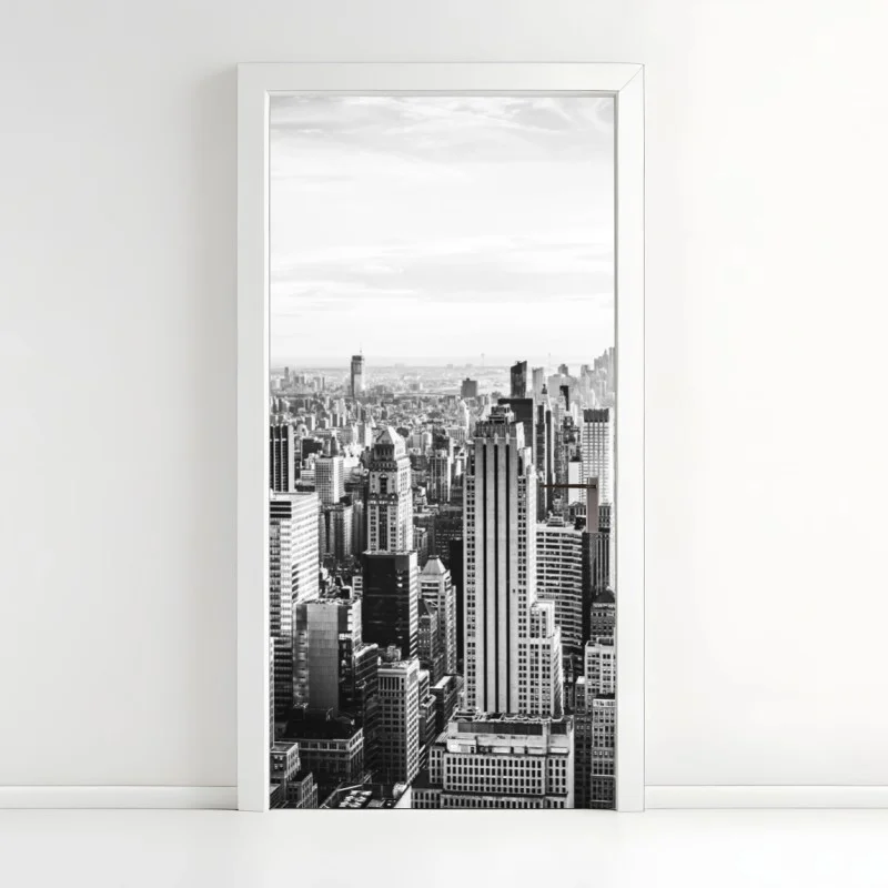 Door sticker New York skyline in monochrome
