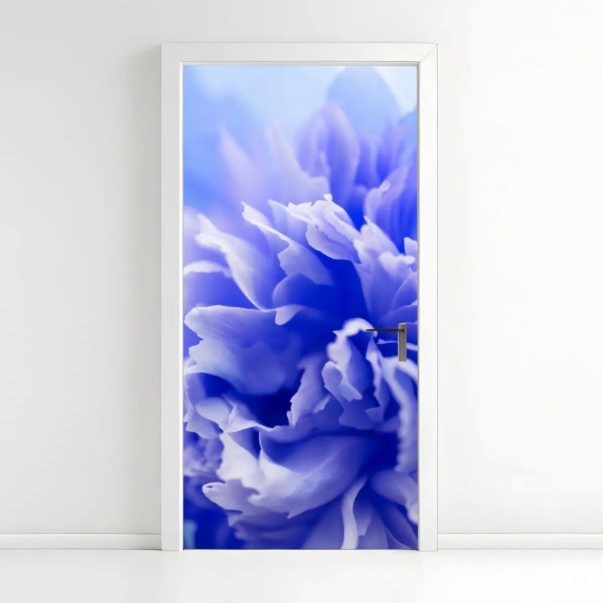 Door sticker soft blue abstract flower close-up • Wallissimo® Door sticker soft blue abstract flower close-up • Wallissimo®