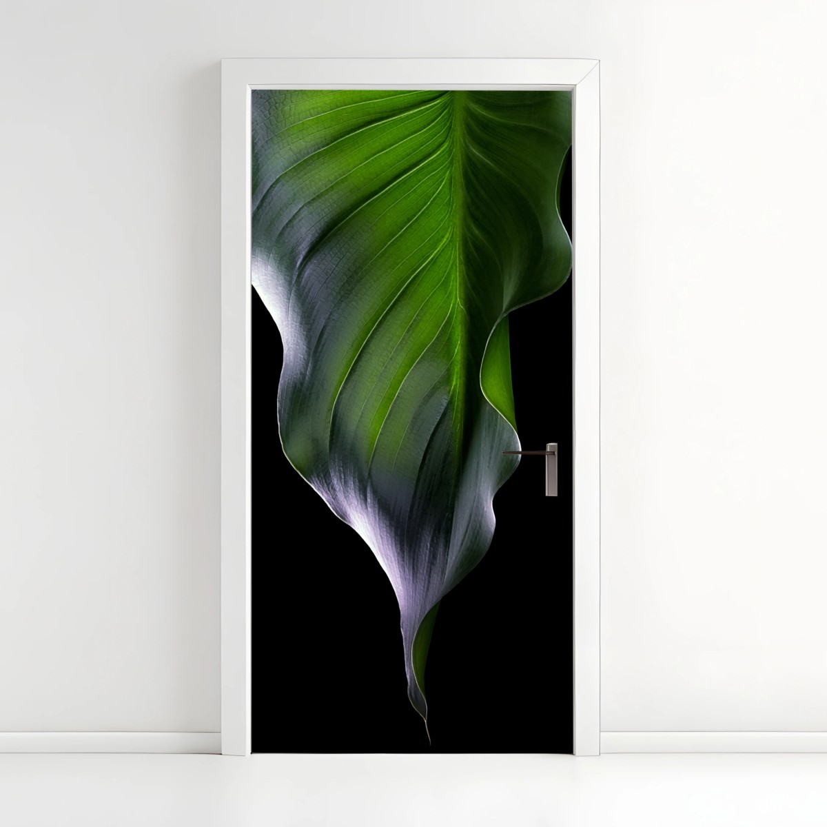 Door sticker elegant green leaf on black • Wallissimo® Door sticker elegant green leaf on black • Wallissimo®