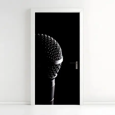 Door sticker dramatic microphone close-up • Wallissimo®