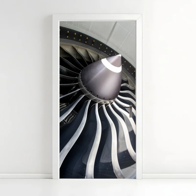 Door sticker jet engine turbine close-up