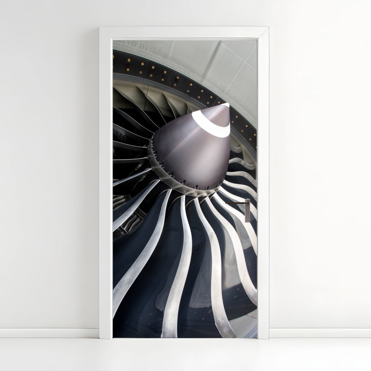 Door sticker jet engine turbine close-up • Wallissimo® Door sticker jet engine turbine close-up • Wallissimo®