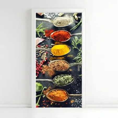 Door sticker vibrant spices and herbs composition • Wallissimo®