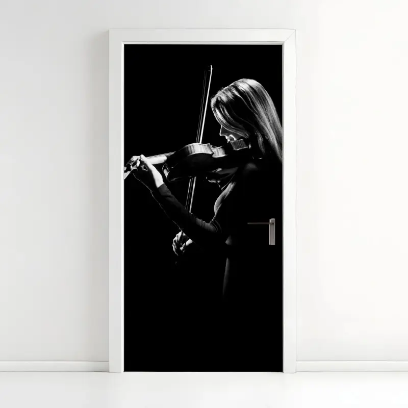 Door sticker elegant violinist silhouette