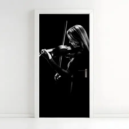 Door sticker elegant violinist silhouette • Wallissimo®