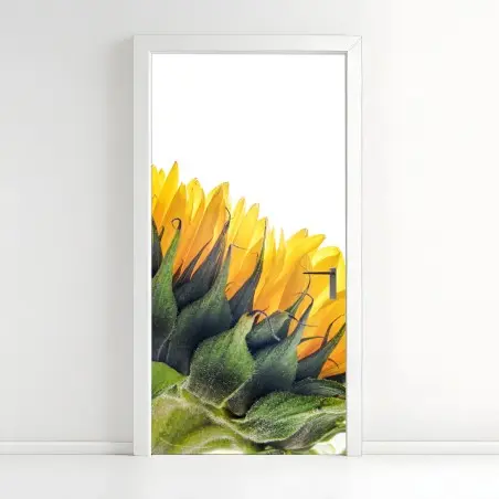 Door sticker sunflower corner on white background • Wallissimo®