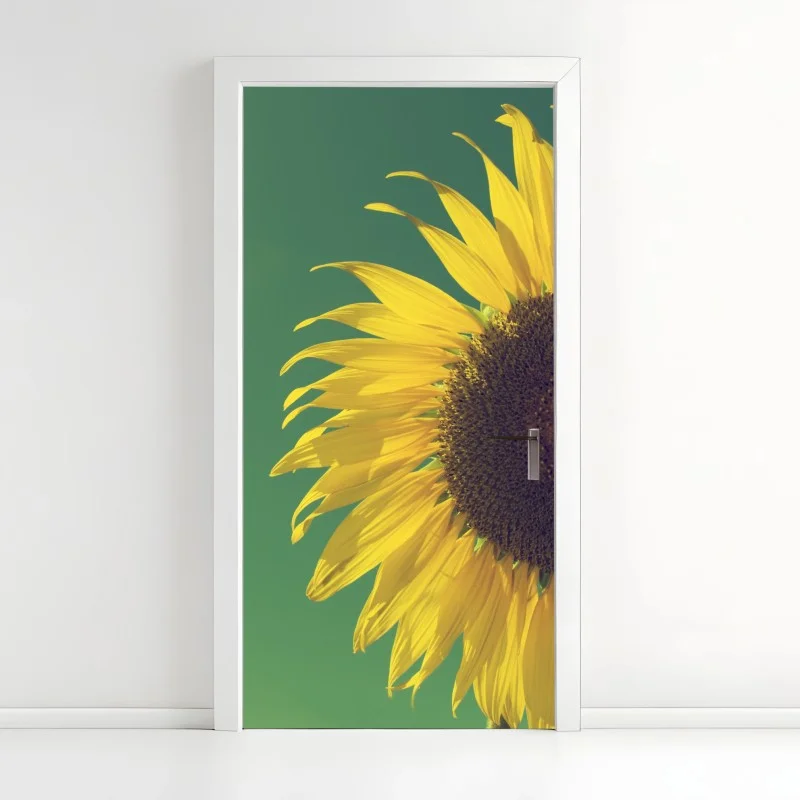Door sticker radiant sunflower against vintage sky