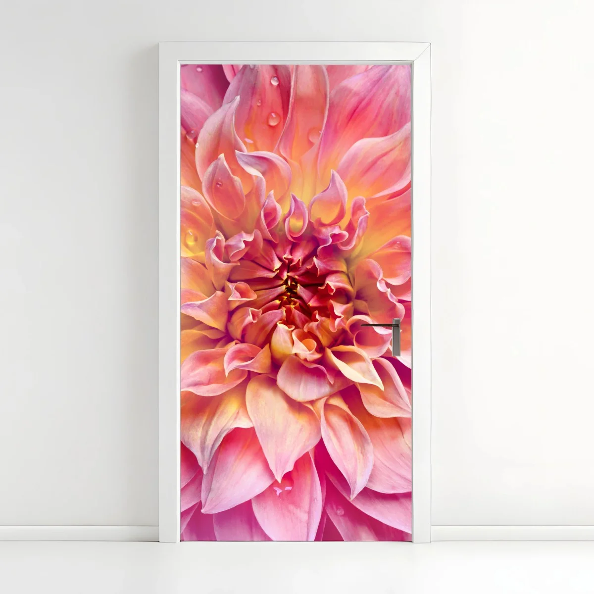 Door sticker pink dahlia bloom close-up ⁕ Wallissimo® Door sticker pink dahlia bloom close-up ⁕ Wallissimo®