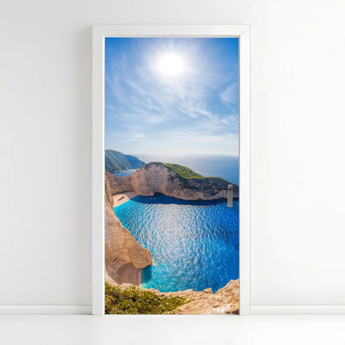 Door sticker sunlit cliffs at Navagio Beach, Zakynthos ⁕ Wallissimo® Door sticker sunlit cliffs at Navagio Beach, Zakynthos ⁕ Wallissimo®