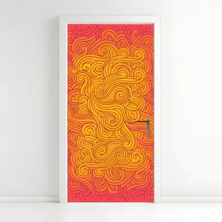 Door sticker warm swirling abstract pattern • Wallissimo®