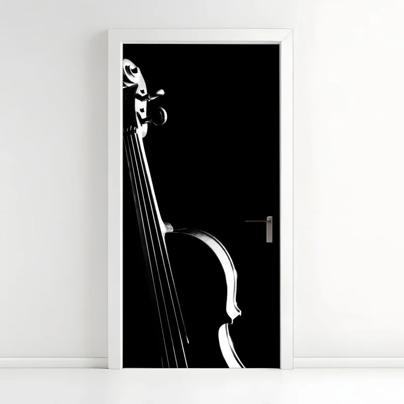 Door sticker elegant violin silhouette on black