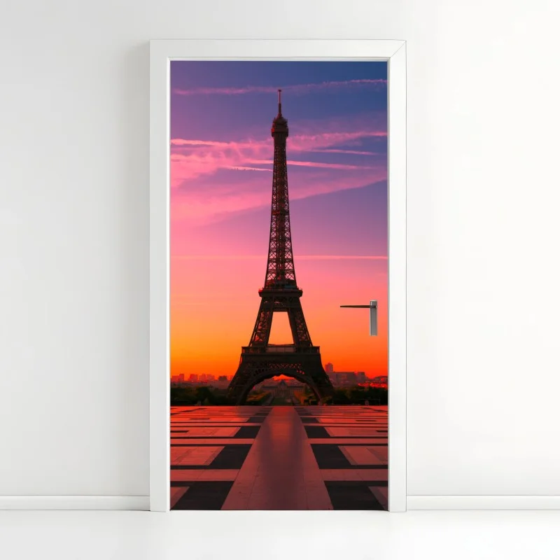 Door sticker sunrise over the Eiffel Tower