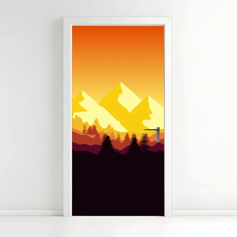 Door sticker golden sunset mountain landscape
