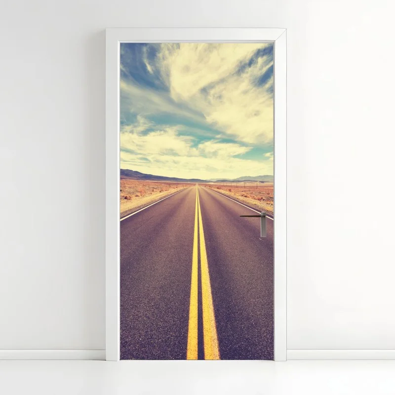 Door sticker vintage desert road, Death Valley