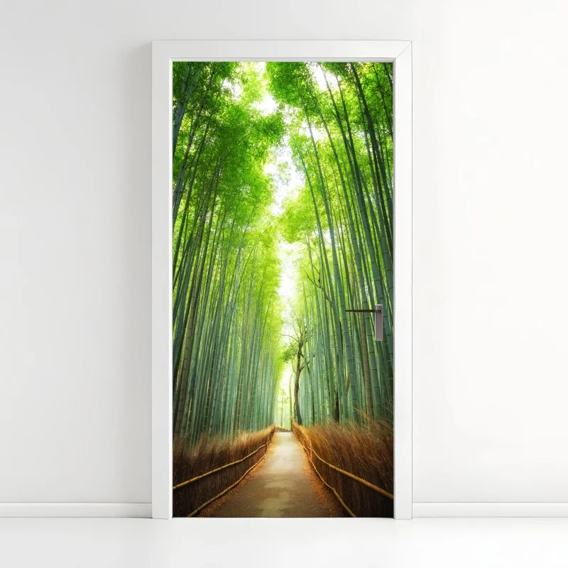 Door sticker pathway through Arashiyama bamboo grove