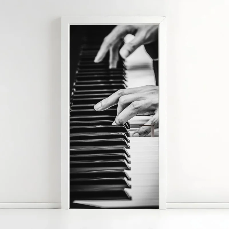 Door sticker piano hands in motion