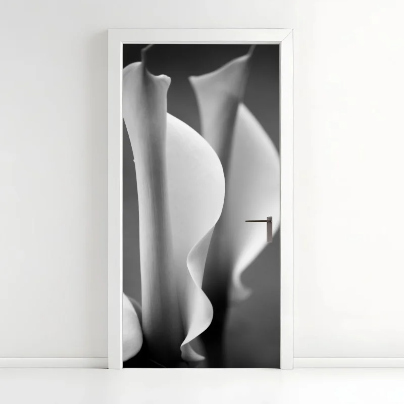 Door sticker elegant calla lilies in monochrome
