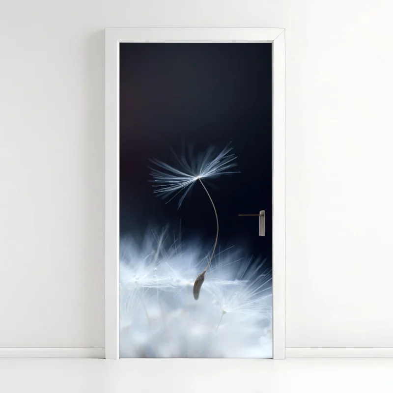 Door sticker delicate dandelion seed close-up