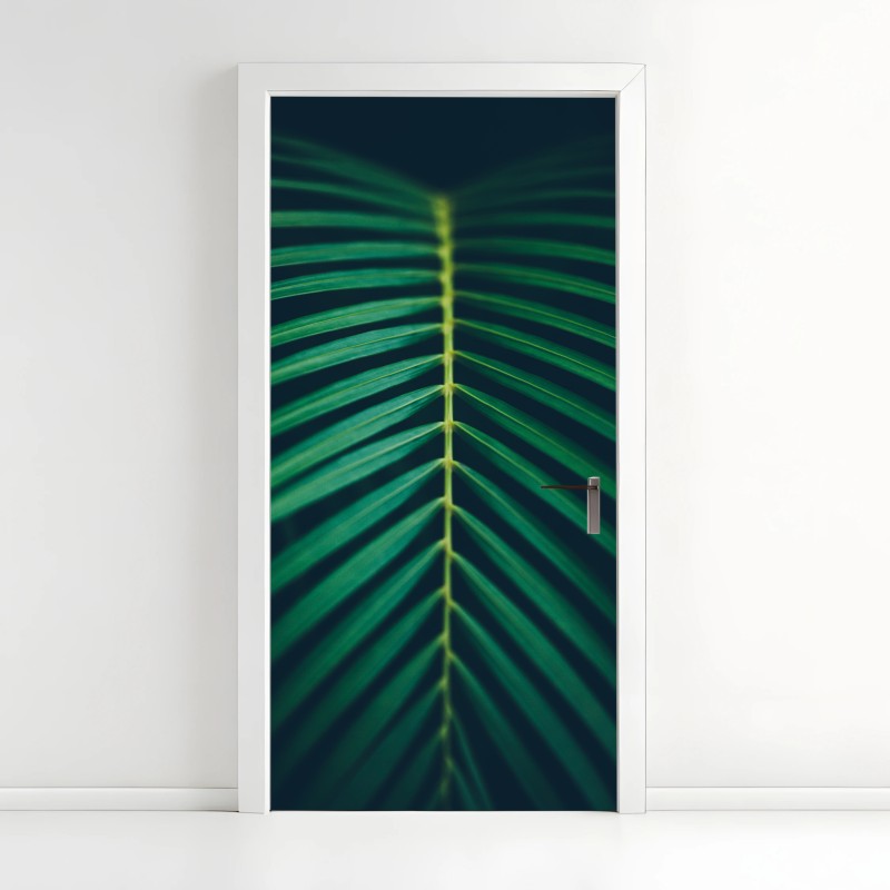 Door sticker vertical palm leaf close-up