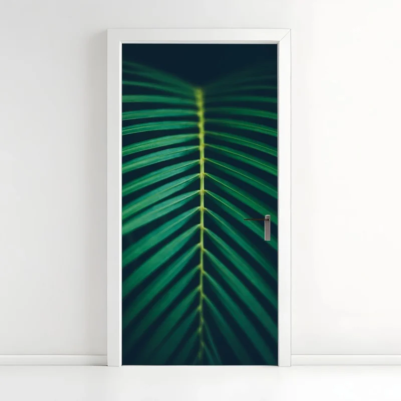 Door sticker vertical palm leaf close-up