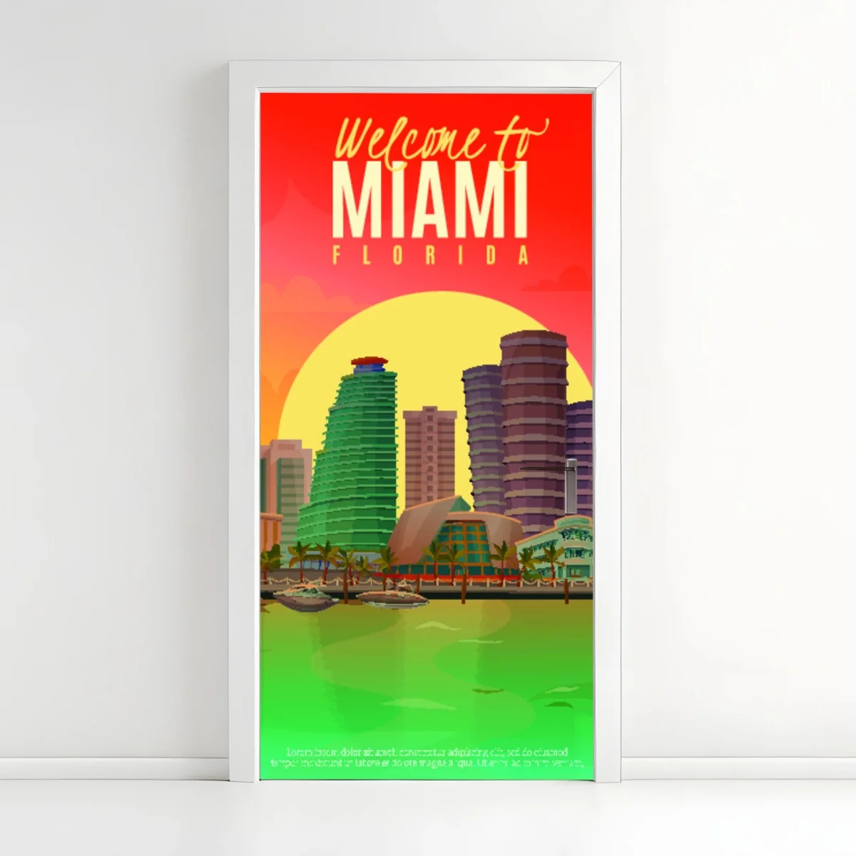 Door sticker Miami sunset skyline ⁕ Wallissimo® Door sticker Miami sunset skyline ⁕ Wallissimo®