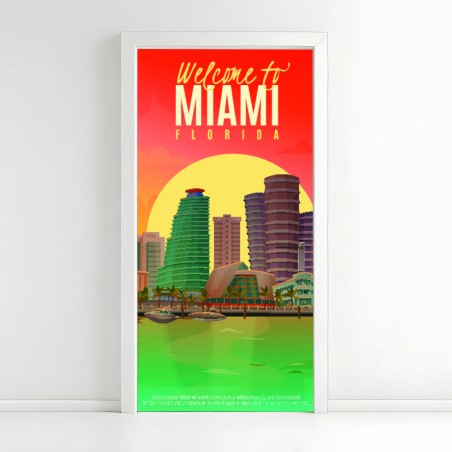 Door sticker Miami sunset skyline • Wallissimo®