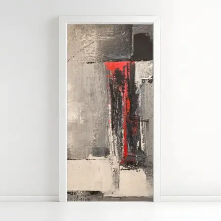 Door sticker textured abstract composition with red accent • Wallissimo®